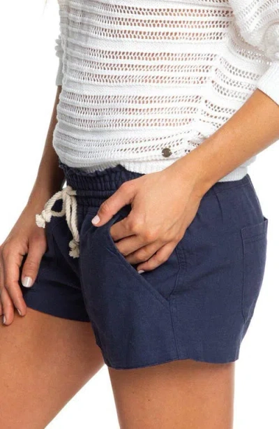 Roxy Oceanside Cotton Drawstring Shorts In Mood Indigo