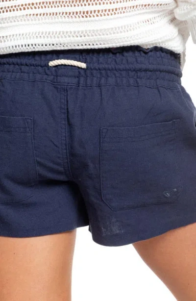 Roxy Oceanside Cotton Drawstring Shorts In Mood Indigo