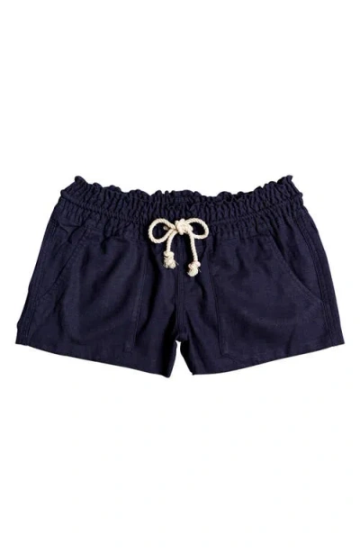 Roxy Oceanside Cotton Drawstring Shorts In Mood Indigo