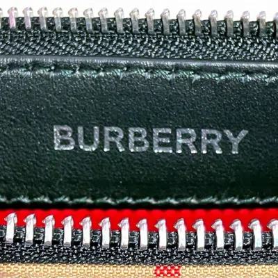 Pre-owned Burberry Beige Brown Canvas Leather Clutch Bag () In Beige, Brown