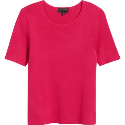 Tahari Asl Short Sleeve Sweater In Raspberry