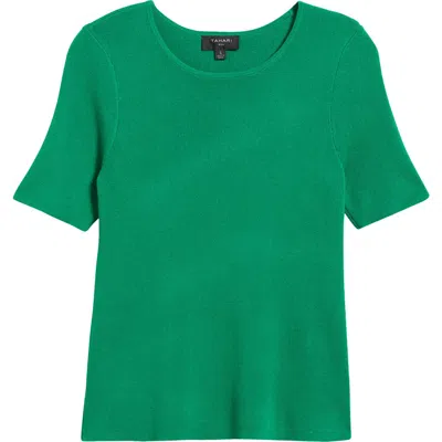 Tahari Asl Women's Short-sleeve Crewneck T-shirt Sweater In Green