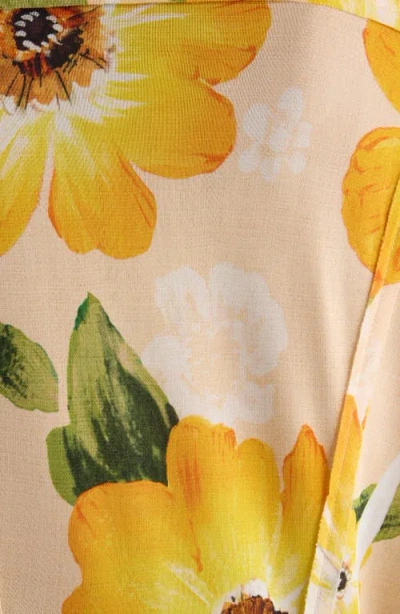 Acne Studios Floral-print Jersey Midi Shirt Dress In Orange