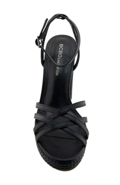 Bcbg Orisa Ankle Strap Platform Sandal In Black