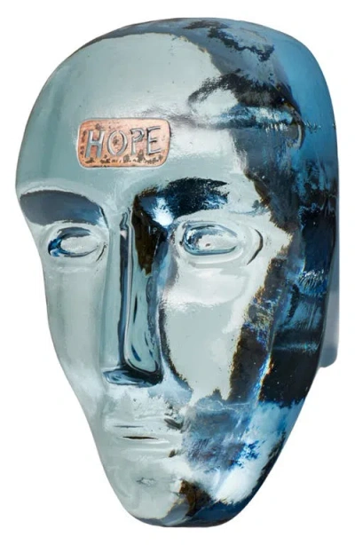 Kosta Boda Companion Hope Glass Mask Sculpture In Blue