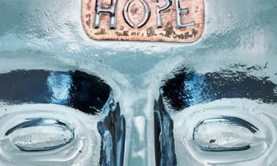 Kosta Boda Companion Hope Glass Mask Sculpture In Blue