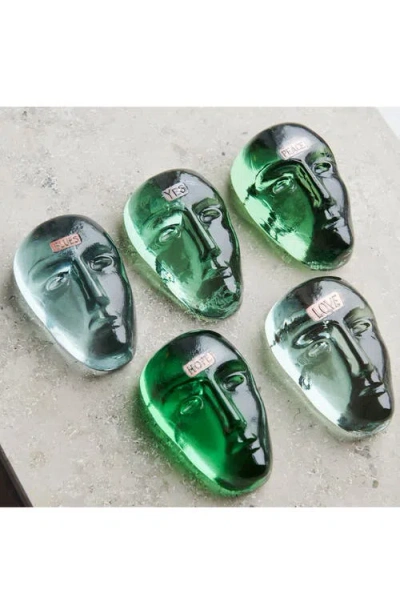 Kosta Boda Companion Yes Glass Mask Sculpture In Green