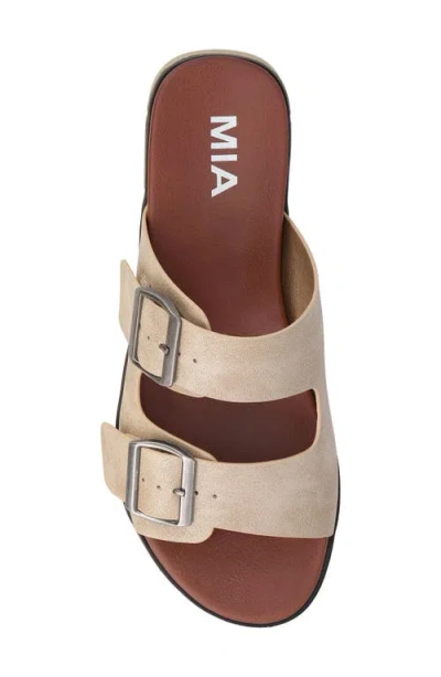 Mia Women's Esei Double Buckle Slip-on Slide Sandals In Dusty Soft Gold