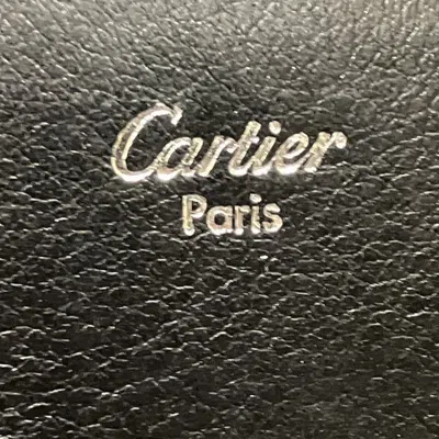 Pre-owned Cartier Trinity Black Leather Coin Purse/coin Case ()