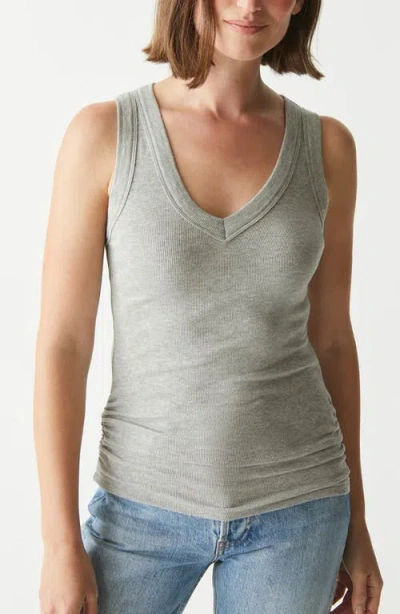 Michael Stars Blanche Ruched Side Top In Heather Grey