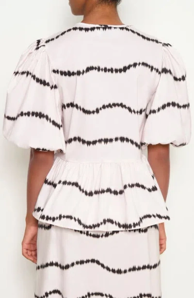 The Lulo Project Orquid Tie Front Stretch Cotton Top In Beige Waves