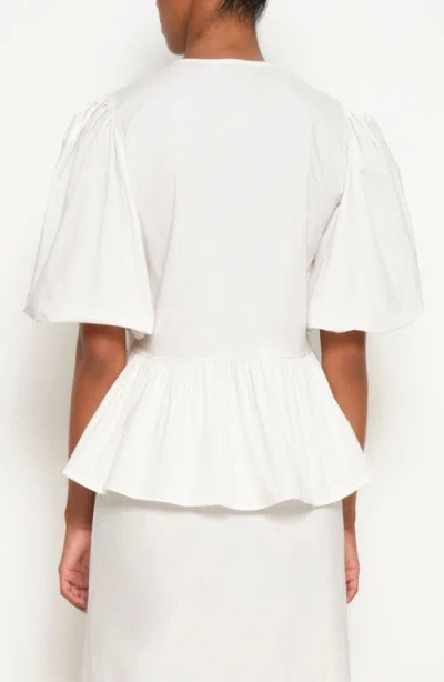 The Lulo Project Orquid Tie Front Stretch Cotton Top In Crudo