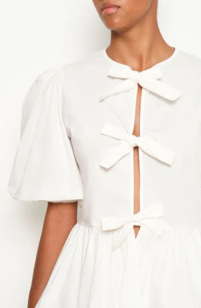 The Lulo Project Orquid Tie Front Stretch Cotton Top In Crudo