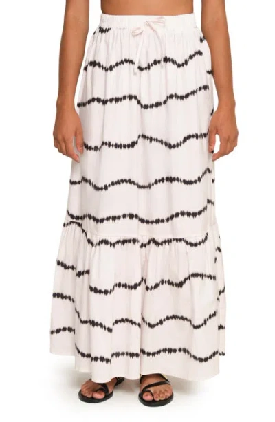 The Lulo Project Crustacean Stretch Cotton Maxi Skirt In Beige Waves