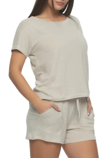 Felina Women's Lauren Linen Jersey Pullover Top And Shorts Sleepwear In Pumice Stone