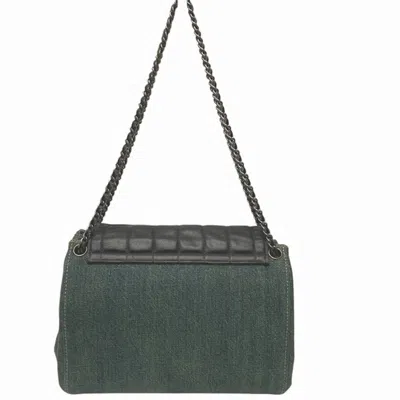 Pre-owned Chanel Black Blue Denim Leather Shoulder Bag () In Black, Blue