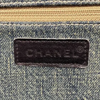Pre-owned Chanel Black Blue Denim Leather Shoulder Bag () In Black, Blue