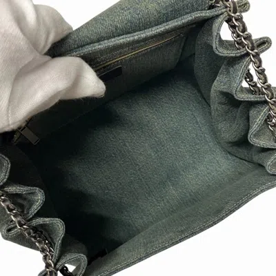 Pre-owned Chanel Black Blue Denim Leather Shoulder Bag () In Black, Blue