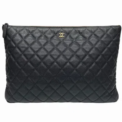 Pre-owned Chanel Black Caviar Leather Clutch Bag ()