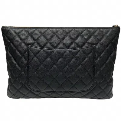 Pre-owned Chanel Black Caviar Leather Clutch Bag ()