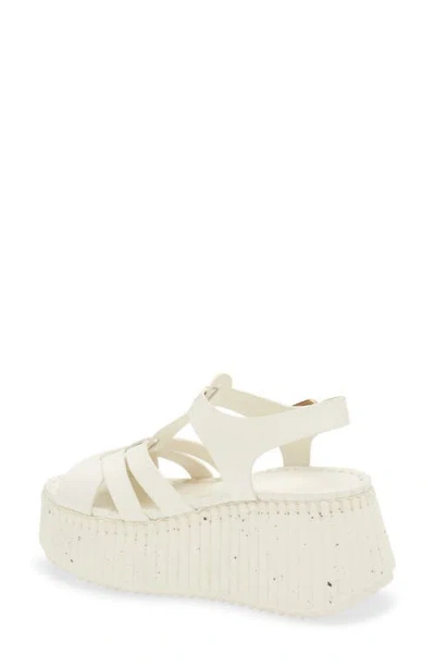 Chloé Nama Leather T-strap Platform Sandals In White