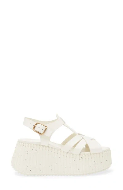 Chloé Nama Leather T-strap Platform Sandals In White