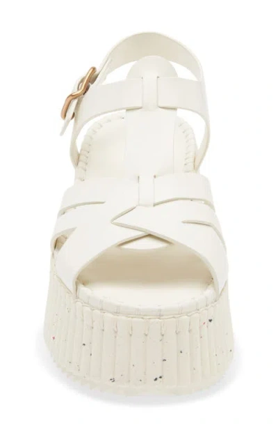 Chloé Nama Leather T-strap Platform Sandals In White