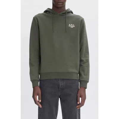 Apc Hooded Sweatshirt With Ribbed Cuffs And Hem In Tjk Military Kaki/ecru