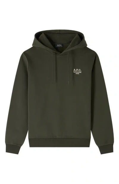 Apc Hooded Sweatshirt With Ribbed Cuffs And Hem In Tjk Military Kaki/ecru