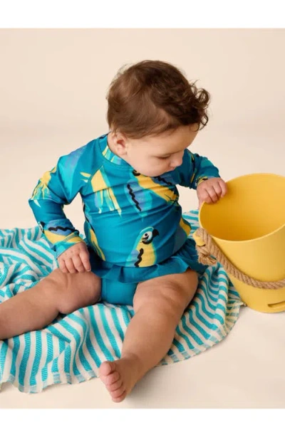 Tea Collection Rash Guard Baby Swim Set In Blue & Yellow Macaws