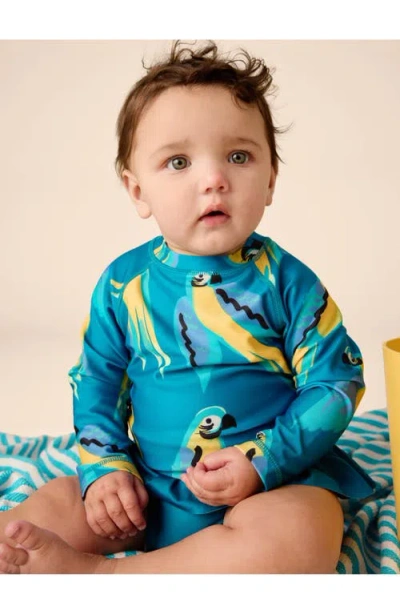 Tea Collection Rash Guard Baby Swim Set In Blue & Yellow Macaws