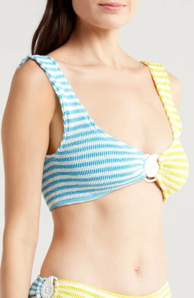 Cleonie Bali Colorblock Bikini Top In Sunshine Azure Stripe