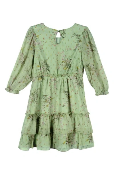 Zunie Kids' Metallic Double Ruffle Party Dress In Pistachio