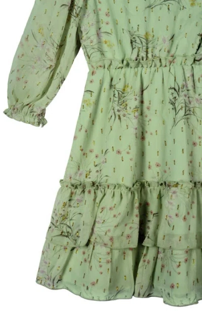 Zunie Kids' Metallic Double Ruffle Party Dress In Pistachio
