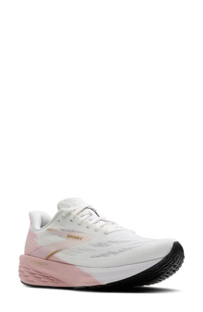 Brooks Women's Launch 11 Running Sneakers From Finish Line In White/gold/pink