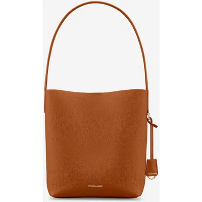 Maison De Sabre Drawstring Leather Bucket Bag In Pecan Nude