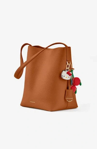 Maison De Sabre Drawstring Leather Bucket Bag In Pecan Nude