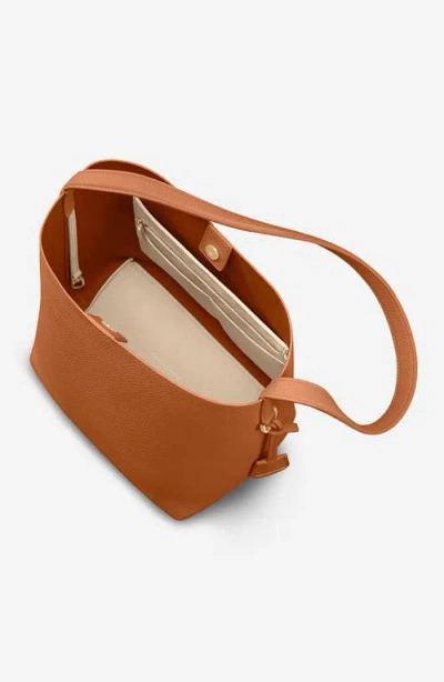 Maison De Sabre Drawstring Leather Bucket Bag In Pecan Nude