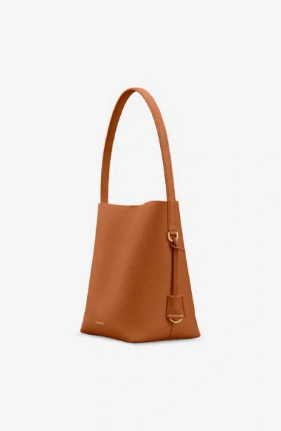 Maison De Sabre Drawstring Leather Bucket Bag In Pecan Nude