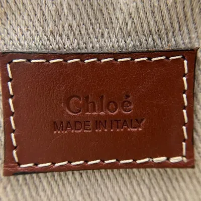 Pre-owned Chloé Brown White Linen Leather Handbag Shoulder Bag () In Brown, White