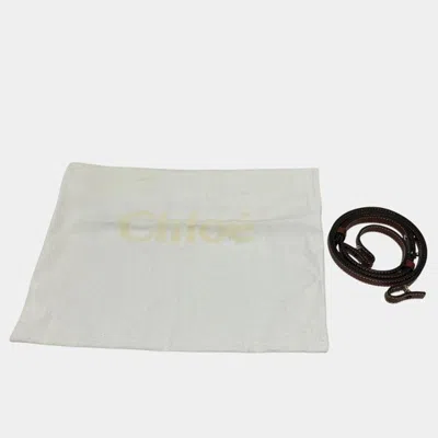 Pre-owned Chloé Brown White Linen Leather Handbag Shoulder Bag () In Brown, White