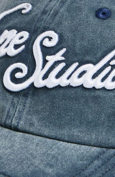 Acne Studios Carliy Logo Cotton Cap In Faded Blue