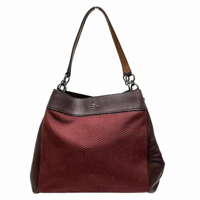 Pre-owned Coach Bordeaux Canvas Shoulder Bag Tote Bag ()