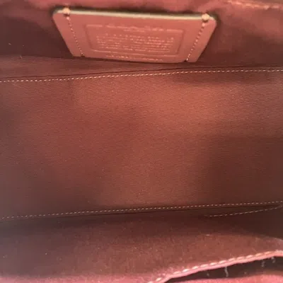 Pre-owned Coach Brown Red Color Canvas Leather Handbag Shoulder Bag () In Brown, Red Color