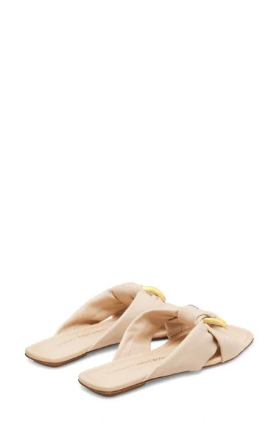 Stuart Weitzman Cece Twisted Leather Ring Slide Sandals In Barely Beige