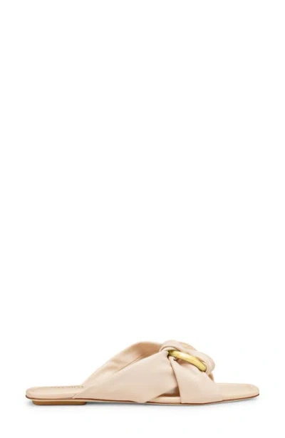 Stuart Weitzman Cece Twisted Leather Ring Slide Sandals In Barely Beige