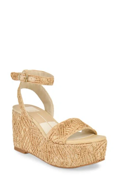 Dolce Vita Talisa Platform Wedge Ankle Strap Sandal In Natural Macrame