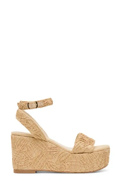 Dolce Vita Talisa Platform Wedge Ankle Strap Sandal In Natural Macrame