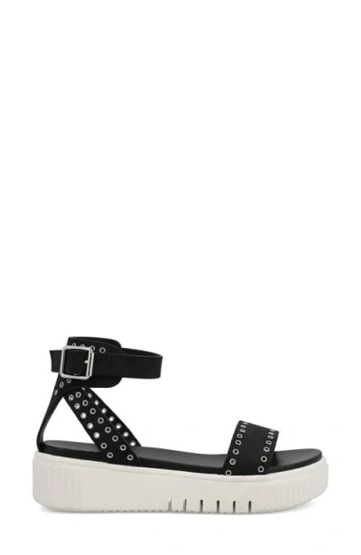 Mia Women's Evelin Grommeted Platform Round Toe Sandals In Black/silver