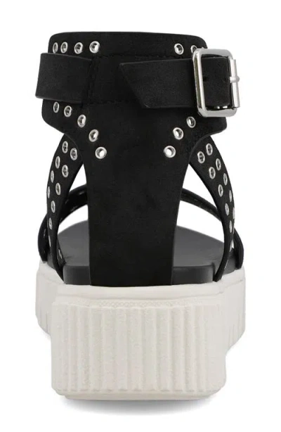 Mia Women's Evelin Grommeted Platform Round Toe Sandals In Black/silver